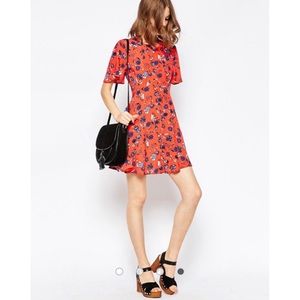 ASOS red floral print mini dress